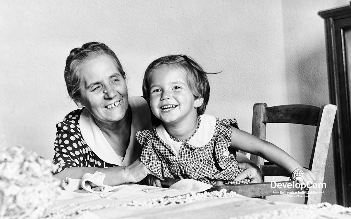 Restauration de vieille photo de grand-mère — retouche professionnelle et correction des imperfections