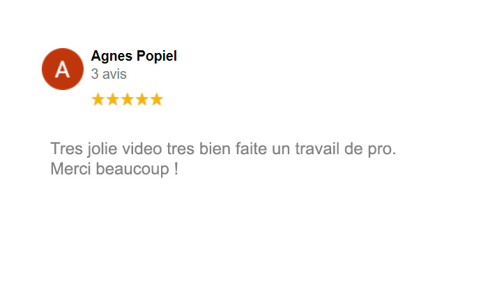 Un vrai travail de Pro ! Le montage vidéo de notre mariage a parfaitement réalisé, nous avons été émerveillés par la qualité et la créativité du résultat.
