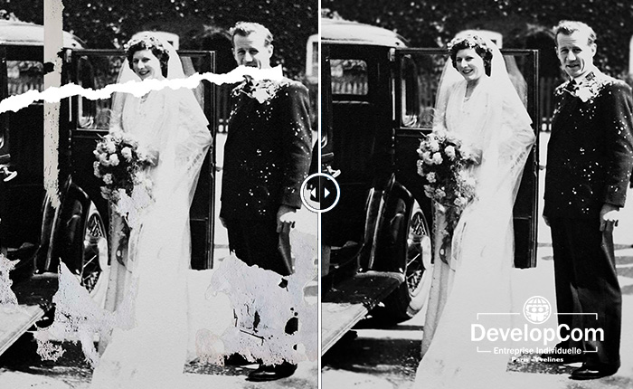 Restauration de photo ancienne — retouche et réparation des défauts